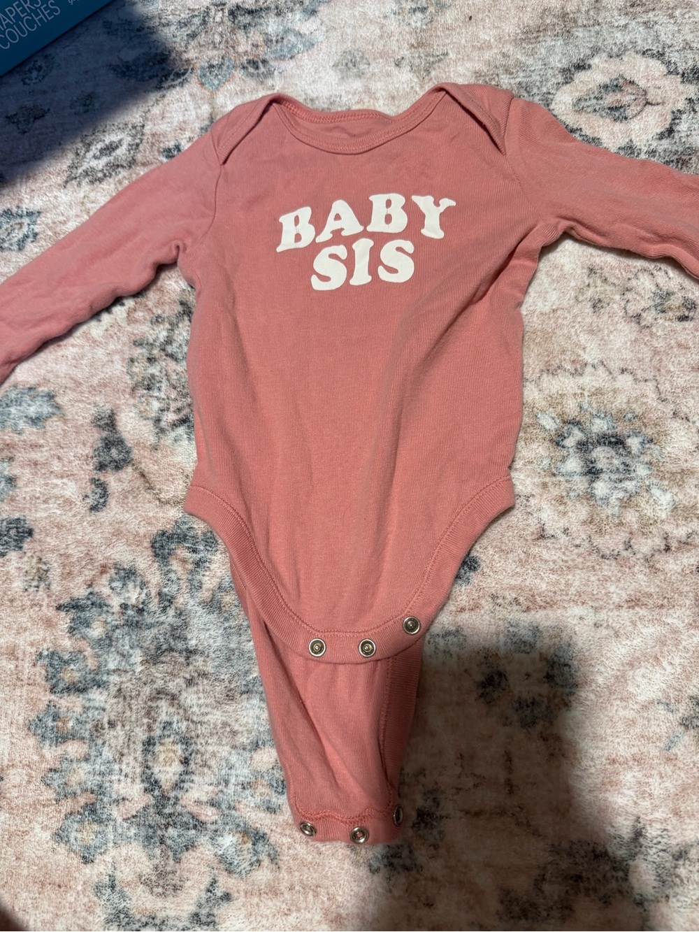 Old Navy Dusty Rose "BABY SIS" Long-Sleeve One-Piece